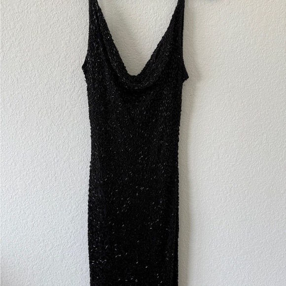 Elegant Black Beaded Evening Dress Size 14 - Picture 1 of 16